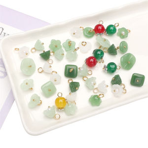 5pcs Glass Imitation Jade Chinese Style Button Three Petal Flower Bell Orchid Safety Buckle Lantern Shape Button for Clothes Decoration Sewing Buttons Apparel DIY Accessories