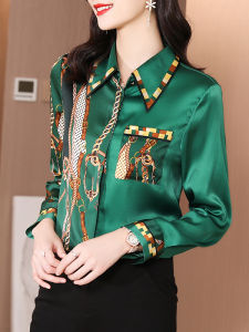 DAIXIANGFEIZI | Satin Ladies Stylish Spring and Autumn Shirt
