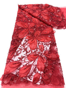 African Sequins Beaded Lace Fabric 2026 High Quality Sequence Embroidery French Nigerian Lace Fabric For Wedding Dress