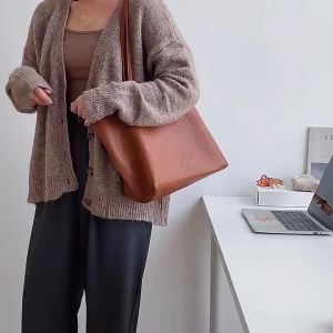 Korean Style Women Shoulder Bag Soft PU Leather Tote Handbag Large Capacity Female Composite Bags Shopping Totes for Women