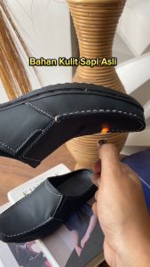 Sandal Slop Pria Bustong Kulit Rajut Moccasin Fordza AR01