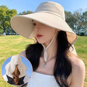 Wide Brim Sun Hat Women Anti-UV Protection Outdoor Hiking Fisherman Cap Fold Summer Beach Hat Neck Protection Sun Visors