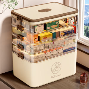 Family Pack Medicine Box Storage Box For Home Thickened Multi-Layer Large Capacity Oversized Drug Category Storage Storage Box