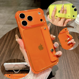 เคสโทรศัพท์แบบนิ่ม TPU โปร่งแสง พร้อมห่วงคล้องข้อมือกันกระแทกสี่มุม สำหรับ iPhone 17 Pro Max 15 14 13 12 Mini 11 16 Pro Max