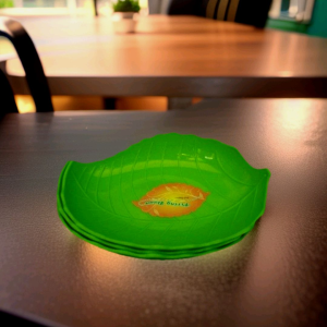 Piring saji plastik semi melamine motif daun 30 cm tebal