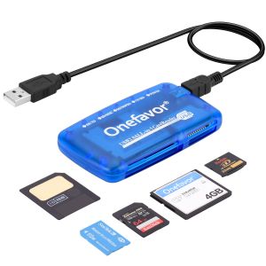 Onefavor SmartMedia Cards Reader Writer All-in-1 USB Universal Multi Card Adapter Smart Media xD SD UHS-I MMC MS Pro Duo CF MD Camera Flash Memory Cards Reader for Windows Mac Linux
