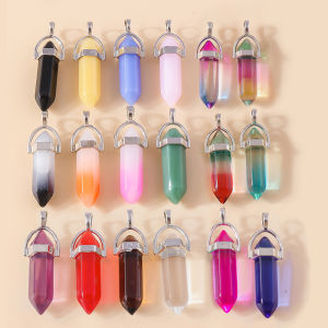 5pcs Hexagonal Natural Stone Charms Crystal Quartz Amethyst Healing Bullet Stone Pendant for Necklace Earring DIY Jewelry Making