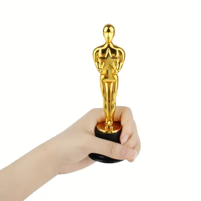 1/3/6/12pcs Golden Trophy Statuettes Plastic Oscar Style Award Trophies for Party Decorations Appreciation Gifts