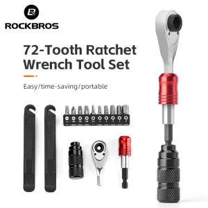 ROCKBROS Bicycle Multifunction Repair Tool Quick Release 72Tooth Ratchet Wrench Torque Screwdriver Lightweight Portable Aluminum Alloy Bike Maintenance Tools