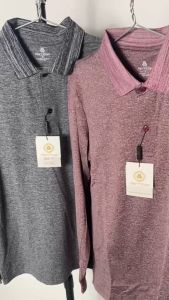 MERRIMAN SALE - Áo Polo Nam Dài Tay Có Cổ Màu Xám Đỏ Nhạt Chất Thể Thao Co Giãn Thoáng Mát