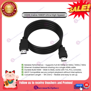 HDMI Cable 5ft 1.5m Male to Male – Full HD 1080p 144Hz | Ethernet Ready | HDCP Compatible | For TV PC Laptop Console Blu-ray Players PS4 PS3 XBox 360 Xbox One Nintendo Switch PC HDMI for Monitor to CPU