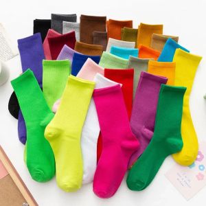 1 Pair Womens Sock Four Seasons Colorful Middle Tube Cotton Breathable Sock Pure Cotton Comfortable Home Girl Sock High Quality