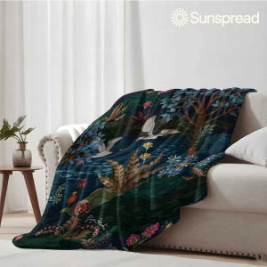 Beast Kingdom | dark jungle crane floral Soft Warm Flannel Blanket Lightweight Cozy Christmas Halloween Home Decor Room