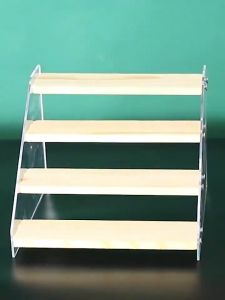 Clear Wooden Display Rack Perfume Glasses Cosmetic Dolls Action Figure Model Toys Ladder Riser Stand Kitchen Organizer