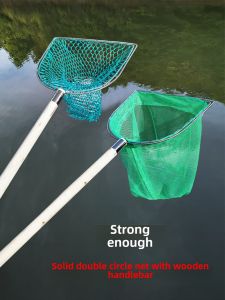 Double Ring Fish Net with Wooden Handle Fishing Gear for Catching Fish And Shrimp Outdoor Camping Travel Supplies by Junye