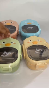 Compartments Lunch Boxes for kids 6743 Cute Cartoon Plastic Lunch Box with Spoon Leak Proof