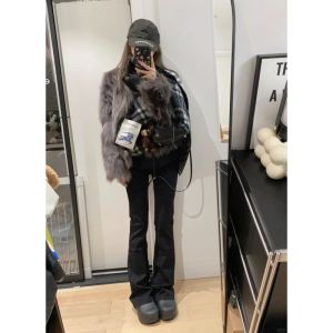 High Waist Bell Bottom Jeans Womens Slim Fit Stretch Denim Capri Pants Blue Vintage Style Casual High Rise Trousers