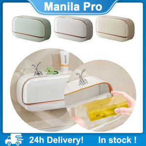 Soap Box Wall Mounted Drain Soap Holder Organizer Soap Dispenser Bathroom Accessories Punch-Free Bathroom Soap Dish with Drain Soap Storage Rack for Toilet