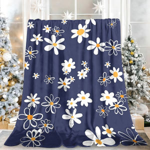 Beast Kingdom | Blue Daisies Pattern Thanksgiving Premium Fade Resistant Bed Blanket Ideal Christmas Halloween Gift for Women Men Kids