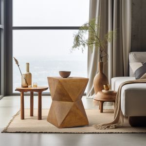 โต๊ะด้านข้างเน้นคอนกรีตน้ำหนักเบากลางแจ้งโต๊ะเอน