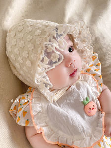 Sweet Lace Trim Baby Hat Princess Sunshade Spring Autumn Newborn Girl Court Cap Cotton Blend Fabric Outing round Top Other Brim