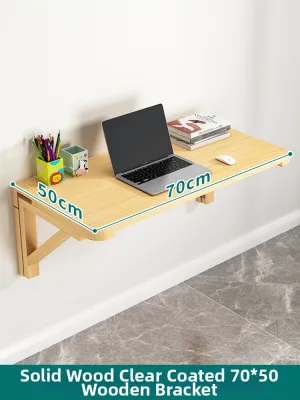 MUGG | Wall Mounted Folding Desk Foldable Computer Desk Study Table for Small Spaces Wooden Table Real Wood Material Anti-Collision Bracket Design Ergonomic Office Table