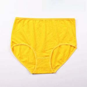 Yellow Triangle Underwear Womens Mid-Waist Pure Color Marriage Year Panties Briefs Comfortable Modal Fabric Youth Suitable