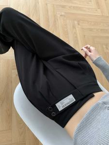 High Waist Drapey Ice Silk Casual Wide Leg Pants Womens Clothing Brand Tagless Tailored Commute Style Korean Fashion