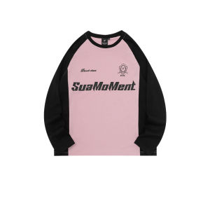Suamoment Couple Matching Long Sleeve T-Shirts Shoulder Insert Design Vintage Style Men Women Fashion Brand Spring 2024