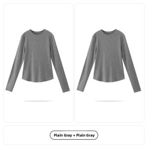 miiow | Slim Fit Long Sleeve Round Neck T-Shirt Womens Summer New Style Casual Versatile Base Shirt Waist Cinching Slimming Effect