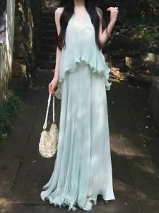 CHANGTONG | French Style Unique Pretty V-Neck Camisole Beach Dress