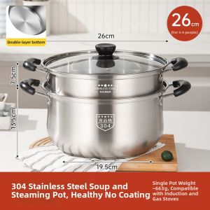 YIYIPAI | Stainless Steel Soup Pot No Coating 304