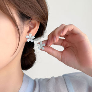 YICAN | Simple Transparent Blue Cherry Blossom Detachable Earrings