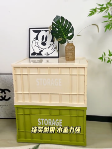 TUSSAH กล่องเก็บของพลาสติก กล่องเก็บของพับเก็บได้ กล่องใส่อุปกรณ์แค้มป์ปิ้ง พับเก็บง่าย ใส่ของท้ายรถ เก็บของในบ้านอเนกประสงค์ Camping Storage Box