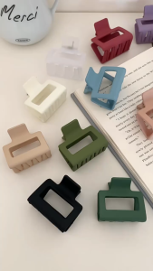 JR-A002 Jepitan Rambut Model Kotak 5Cm Polos Jedai Wanita Bahan Plastik Korean Hair Claw Clip