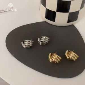 Bông tai nữ chuôi bạc 925 Eleanor Accessories khuyên tai hình học xen kẻ phụ kiện trang sức 5496