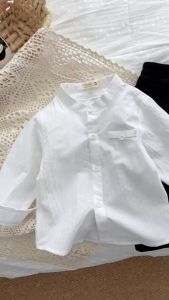 Set sơ mi trắng dài tay cổ trụ basic phong cách hàn quốc cho bé trai 1 đến 7 tuổi BERNIE T1024B35