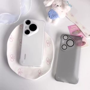 Frameless Camera HD Glass Frosted Armor Case For Huawei Pura 80 70 Pro Plus P80 P70 Ultra Original Matte PC Thin Cooling Cover
