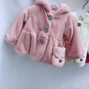 6 12 18 24 36 Months Baby Plush Jacket Cute Rabbit Ears Christmas Princess Girls Coat Keep Warm Hooded Outerwear Kids Clothes