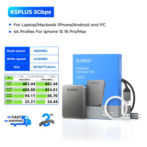 ORICO Magnetic Portable SSD 4K 120 fps ProRes HDR Record and Store Up to 460MB/s for iPhone 15 16 Pro Max Portable Solid State