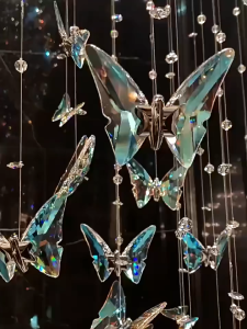 Staircase Crystal Chandelier Butterfly Pendant Lamp Luster Lighting for Living Room Hanging Chandeliers Suspended Ceiling Lamp