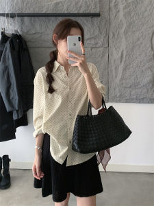 French Vintage Polka Dot Loose Womens Shirt Inner Wear Design Spring New Korean Style Atmosphere Sense Ladies Blouse