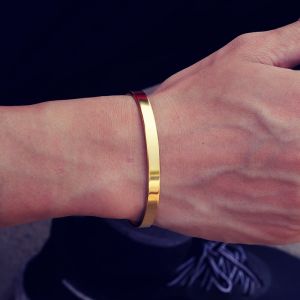 Minimalist Stainless Steel Bracelet For Men 4/6/8mm Opening Bangle Gift For Him Pulsera Hombre Pulseira Masculina Aço Inoxidável