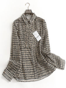 เสื้อเชิ้ตผู้หญิงแขนยาวพิมพ์ลายคอปกสไตล์ใหม่ฤดูใบไม้ร่วงปี 2024 เสื้อเชิ้ตผ้าชีฟองแฟชั่นระดับไฮเอนด์ G383