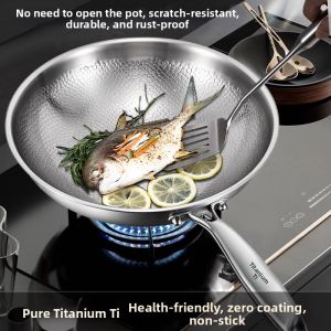 Non Stick Coating Free Pure Titanium Wok
