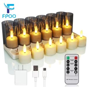 Đèn Nến LED Không Lửa Sạc Lại Được Với Chức Năng Hẹn Giờ Và Điều Khiển Từ Xa Ánh Sáng Ấm Áp Dùng Trang Trí Nhà Cửa Đám Cưới Màu Trắng Ngà