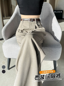 High Waist Wide Leg Suit Pants Womens Autumn Fashion Slimming Pleated Narrow Version Casual Straight Cut Trousers