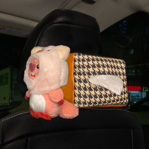 Cute Car-Use Tissue Box Womens Style Hanging Design Soft Plush Material Handrest Decoration Auto Interior Accessories