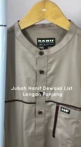 Jubah Hanif Strip List Gamis Lengan Panjang Pria Dewasa Katun SpunPoly Premium S-5XL Bonus Peci