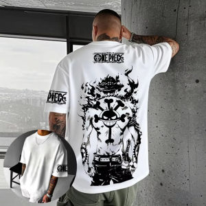 Bandai | 2026 One Piece Luffy Printed pure Cotton T-shirt American Mens and Womens Summer Breathable Sports Round-neck Tshirt Y2k Tee
